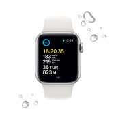 Apple Watch SE GPS 40mm Gümüş Rengi Alüminyum Kasa - Beyaz Spor Kordon MNJV3TU/A-Teşhir - 2