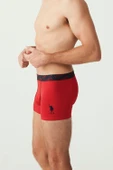 U.S. Polo Assn. Erkek Kırmızı Gri Melanj Lacivert Yazılı Logo Ekonomik 3'Lü Kutulu Boxer - 3