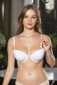 Gallipoli 1660 Kadın Balenli Saten Önden Açma Destekli Dolgulu Push Up Klasik Sütyen - 7