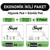 Sleepy Natural Ultra Ped Normal 24 Adet + Uzun Günlük Ped 40 Adet x5 Paket - 1