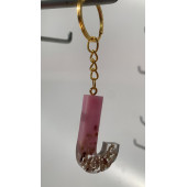 J Harfi Pembe Renk Epoksi ve Deniz Kabuğu Kırığı Süslemeli Gold Halka Anahtarlık El Yapımı Hediyelik - 3