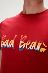 Bad Bear Manuscript T-Shirt Lava Kırmızı Baskılı Erkek Tişört - 3