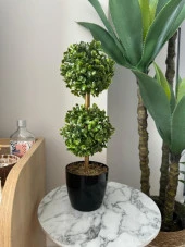 Nettenevime Yapay Ağaç Şimşir Top 2 Toplu 12x40cm Siyah Saksıda thumbnail 5