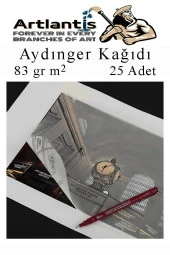 Aydınger Kağıdı A4 83 gr 25'li 1 Paket Eskiz Kağıdı Lineplus Asetat Kalemi S 0.3 Siyah Kırmızı Mavi - 3