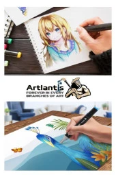 Eskiz Defteri A4 50 Yaprak 100 gr 1 Adet 36 Renk Çift Taraflı Marker Kalem 36 Adet Touch Çift Uçlu - 7