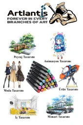 Eskiz Defteri A5 50 Yaprak 100 gr 1 Adet 60 Renk Çift Taraflı Marker Kalem 60 Adet Touch Çift Uçlu - 6