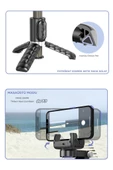 Q18 Siyah Gimball Led Işıklı Kumandalı Çok Amaçlı Tripod Selfie Çubuğu - 5