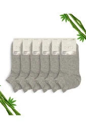 Premium Dikişsiz Erkek Bambu Patik Çorap 6'lı Gri Melanj Set - 1