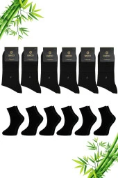 Premium Kışlık Siyah Renk Dikişsiz Erkek Bambu Yarım Konç Çorap 6'lı Set - 1
