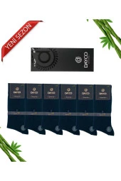 Premium Dikişsiz Klasik Uzun Lacivert Yazlık Erkek Bambu Soket Çorap 6lı Hediyelik Kutulu Set thumbnail 3
