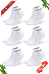 Beyaz Renk Yazlık Erkek Bambu Patik Çorap 6lı Set - 1