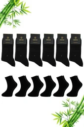 Premium Yazlık Siyah Renk Dikişsiz Erkek Bambu Yarım Konç Çorap 6'lı Set thumbnail 2