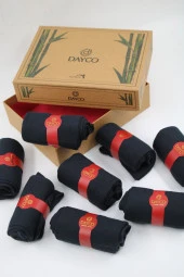 Premium Dikişsiz Yazlık Bambu Çorap 8'li Set Kraft Kutulu Lacivert - 475 - 41-44 thumbnail 4