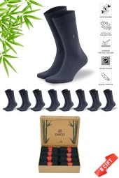 Premium Dikişsiz Yazlık Bambu Soket Çorap 8'li Set Kraft Kutulu Füme - 41-44 - 474 - 1