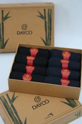 Premium Dikişsiz Yazlık Bambu Çorap 8'li Set Kraft Kutulu 4 Siyah 4 Lacivert - 476 - 41-44 - 4