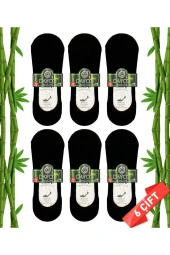 Premium Erkek Siyah Babet Bambu Çorap 6'lı Set - 1