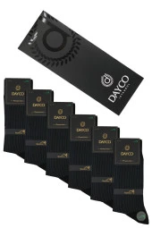 Premium Dikişsiz Yazlık Erkek Bambu Soket Çorap 6'lı Çizgili Siyah Kutulu Set - 10200 - 41-44 - 1