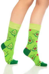 Unisex Avokado Aşkı Desenli Renkli Burnu Dikişsiz Çorap thumbnail 1