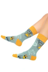Unisex Let's Go Desenli Renkli Soket Çorap - 4