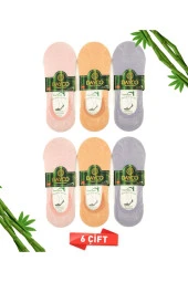 Premium Dikişsiz Kadın Bambu Babet Çorap 6'lı Asorti Set - 1
