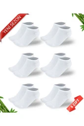 Premium Simli Nokta Desenli Kadın Bambu Patik Çorap 6'lı Set - 10556-noktali - 1