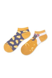 Unisex Fare-peynir Desenli Renkli Patik Çorap - 1