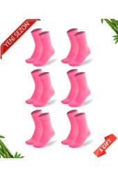 Premium Dikişsiz Pembe Kadın Bambu Soket Çorap - 35-38 - 350-PMB - 1