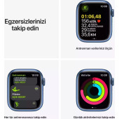 Apple Watch Series 7 GPS 41mm Mavi Alüminyum Kasa - Abis Mavi Spor Kordon MKHU3TU/A-Teşhir - 5