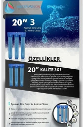 Daire Bina Sayaç Girişi 20" Inc 3 Aşama Su Arıtma Cihazı (KOKU , KLOR ÖNLEYİCİ YUMUŞATMA SİSTEMİ) thumbnail 3