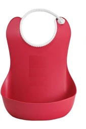 Kırmızı Silikon Bebek Mama Önlüğü - 2