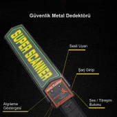 HyMark Süper Scanner MD-3003B1 El Tipi Üst Arama Dedektörü 9V Pil Dahil thumbnail 4