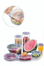 Tazeliği Koruyan 6 Lı Silikon Strech Kapaklar Pratik Taşırmaz Silikon Tencere Kapağı - 1