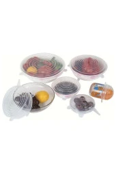 Tazeliği Koruyan 6 Lı Silikon Strech Kapaklar Pratik Taşırmaz Silikon Tencere Kapağı - 3