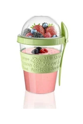 Hazneli Kaşıklı Diyet Kabı, Meyveli Yoğurt Kabı Kaşıklı Ve Meyve Bölmeli - 3