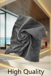 Mikrofiber Kalın Dokulu Oto Temizleme Ve Kurulama Havlusu - 50x70 Cm ( 1 Adet Gri ) - 1