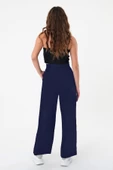 Kadın Lacivert Yüksek Bel Palazzo Pantolon - 5