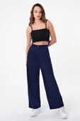 Kadın Lacivert Yüksek Bel Palazzo Pantolon - 3