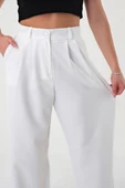 Kadın Beyaz Yüksek Bel Palazzo Pantolon - 1