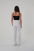 Kadın Beyaz Yüksek Bel Palazzo Pantolon - 5
