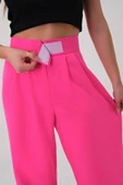 Kadın Fuşya Yüksek Bel Cırtlı Palazzo Pantolon - 4