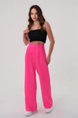 Kadın Fuşya Yüksek Bel Cırtlı Palazzo Pantolon - 1