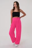 Kadın Fuşya Yüksek Bel Cırtlı Palazzo Pantolon - 3