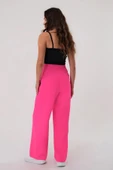 Kadın Fuşya Yüksek Bel Cırtlı Palazzo Pantolon - 5