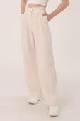 Kadın Taş Yüksek Bel Keten Palazzo Pantolon - 5
