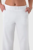 Kadın Beyaz Lastikli Palazzo Pantolon - 5