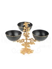 Şekerlik Çikolatalık Aksesuar Dekoratif Obje Yaprak Kapaksız 3'lü Bonbonier thumbnail 2