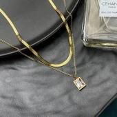 2 lİ Baget Taşlı KolyeSns200803 thumbnail 2