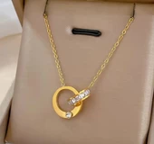 Taşlı Gold paslanmaz kolye Sns202877 thumbnail 1