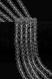 Kristal Kuvars Doğal Taş Dizi 8 mm Fasetli Küre Kesim thumbnail 1