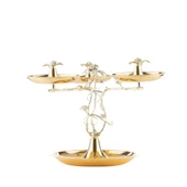 Şekerlik Çikolatalık Aksesuar Dekoratif Obje Güllü 4'lü 2 Katlı Çerezlik - 1